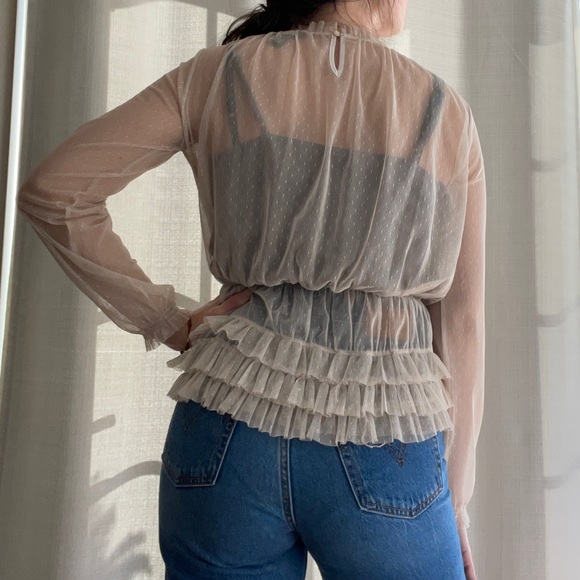 High collar sheer polka dot blouse from mango - Picture 2 of 4